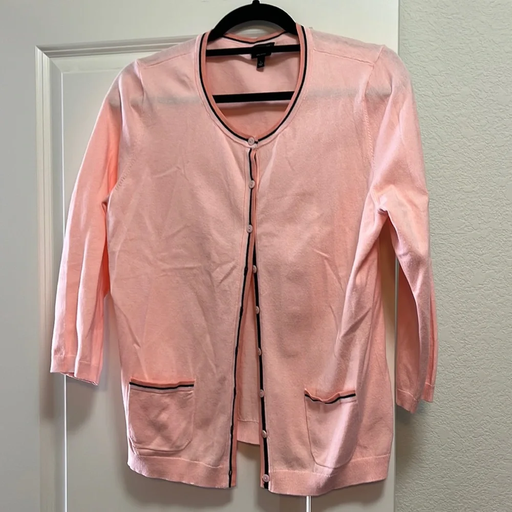 Talbots Women’s pink cardigan, size large.